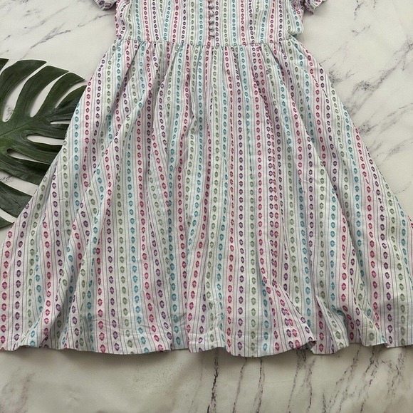 Modcloth Fabulous Fit and Flare Shirt Dress Size 16 New White Pink Stripe Retro - Picture 4 of 11